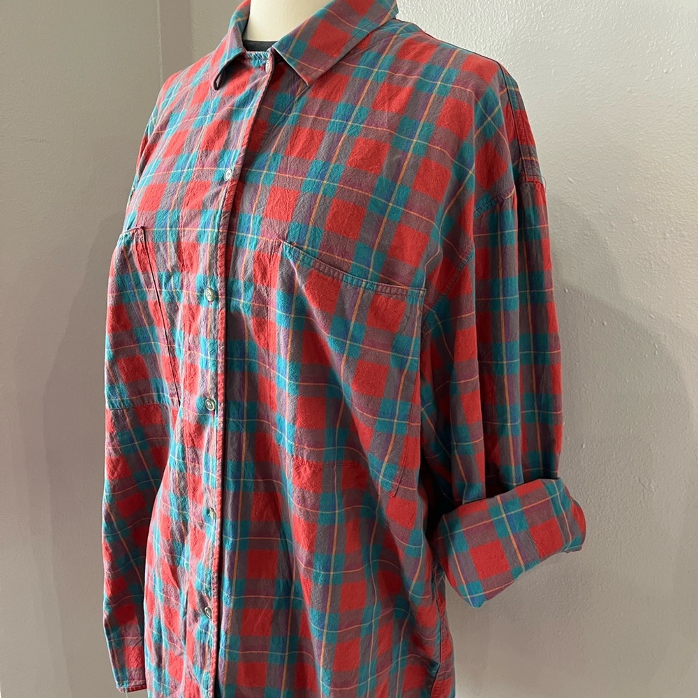 Vintage Oversized Plaid Button Down Shirt